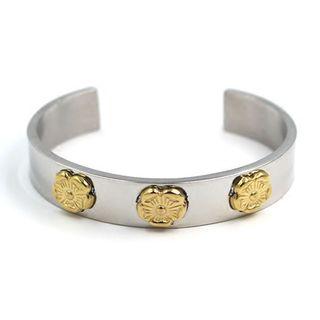Couple Matching Flower-accent Open Bangle Gold - One Size