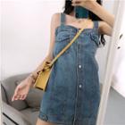 Slim-fit Denim Jumper Dress As Figure - One Size