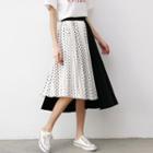 Dotted Panel Asymmetric Pleated Skirt Black & White - One Size