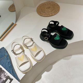 Heart Ankle-strap Flat Sandals