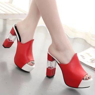 Block-heel Platform Slide Sandals