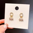 925 Sterling Silver Rhinestone Drop Earring 1 Pair - E1728 - Gold - One Size