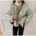 Padded Buttoned Jacket Pea Green - One Size