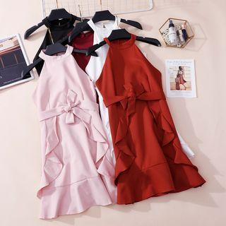 Halter Frill Trim Dress