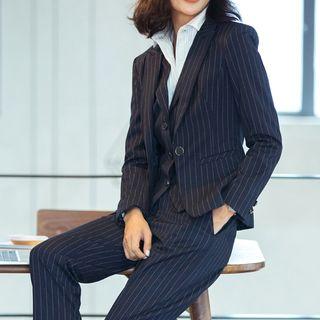 Suit Set: Pinstriped Blazer + Dress Pants / Pencil Skirt