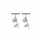 Rose Alloy Dangle Earring E2480 - 1 Pair - Silver - One Size