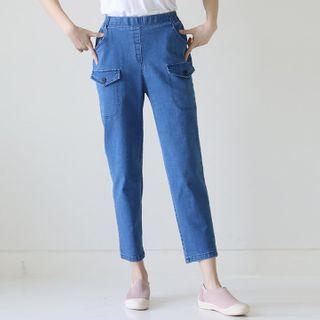 Flap-pocket Tapered Jeans