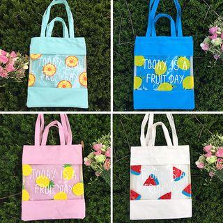 Printed Clear Panel Shopper Bag