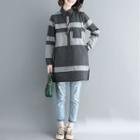 Long-sleeve Color Block Collared Top
