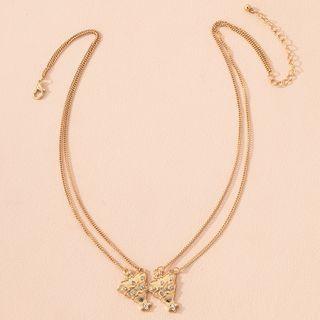 Christmas Tree Rhinestone Pendant Layered Choker Christmas Tree - Gold - One Size