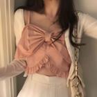 Bow-front Camisole Top / Long-sleeve Cropped Cardigan