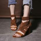 Crossover Strappy Block Heel Sandals