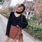 Cut Out Front Mock Neck Sweater