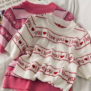 Slim-fit Lettering Light Knit Top