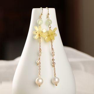 Retro Flower Faux Pearl Drop Earring