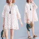 Round-neck Wide Floral Skirt