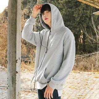Lettering Brushed-fleece Lined Anorak Hoodie