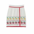 Fruit Print Knit Mini Fitted Skirt White - One Size