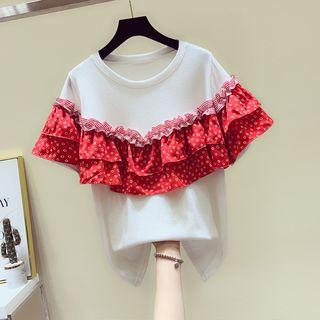 Ruffle-panel Short-sleeve Top