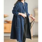 Double-breasted Denim Coat Blue - One Size