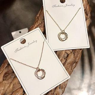 Alloy Rhinestone Hoop Pendant Necklace