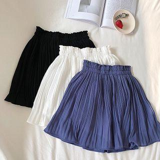 Plain High-waist Chiffon Skirt