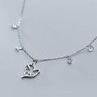 925 Sterling Silver Rhinestone Bird Necklace S925 Silver - Necklace - Silver - One Size