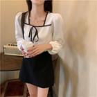 Long-sleeve Ribbon Accent Blouse