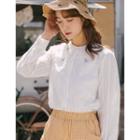 Floral Embroidered Wide-collar Blouse White - One Size