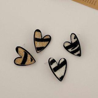 Zebra Print Heart Earring