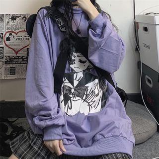 Cartoon Print Pullover Purple - One Size