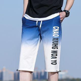 Gradient Lettering Capri Straight Leg Pants
