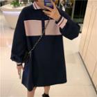 Long-sleeve Two-tone Polo Dress As Shown In Figure - One Size