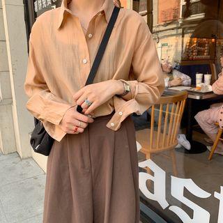 Plain Long-sleeve Sheer Shirt