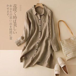 Long-sleeve Plain Tunic Shirt