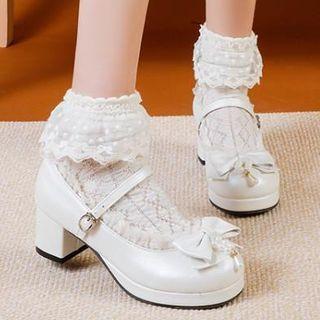 Bow Chunky-heel Mary Jane Shoes