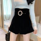 Rhinestone High-waist Velvet Shorts