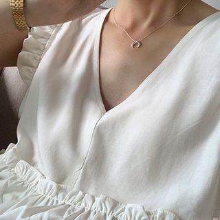 Sleeveless Frill Trim V-neck Dress