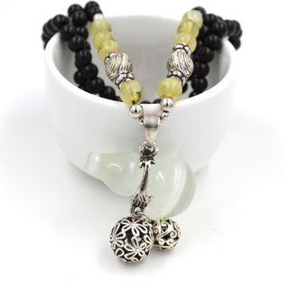 Calabash Pendant Beaded Long Necklace