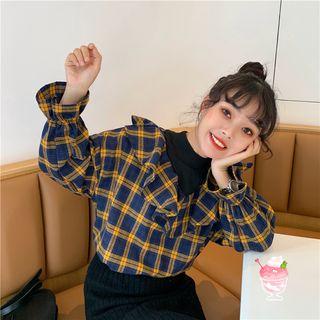 Paneled Plaid Top