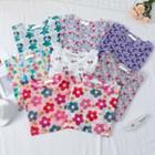 Floral Printed Long-sleeve Mesh Top