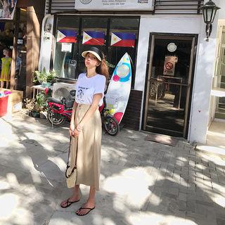 Zip-front A-line Maxi Skirt