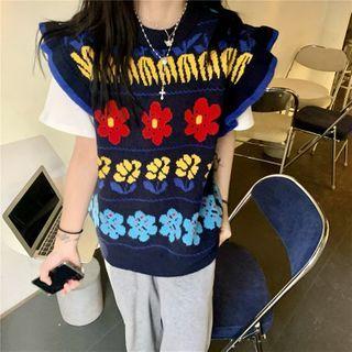 Flower Knit Vest / Short-sleeve T-shirt