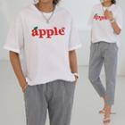 Apple Letter Print T-shirt