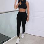 Set: Cut-out Crop Tank Top + Leggings
