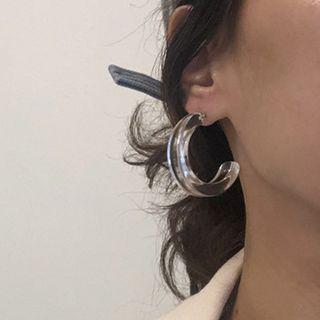 Transparent Resin Open Hoop Earring Ear Stud - Transparent - One Size