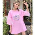 Applique Bell-sleeve T-shirt
