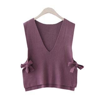 V-neck Bow Accent Sweater Vest