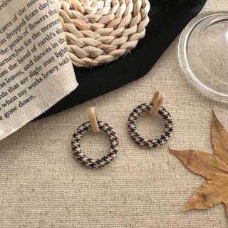 Houndstooth Hoop Dangle Earring 925 Sterling Silver - Stud Earrings - 1 Pair - As Shown In Figure - One Size