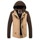 Contrast-color Hooded Zip Jacket